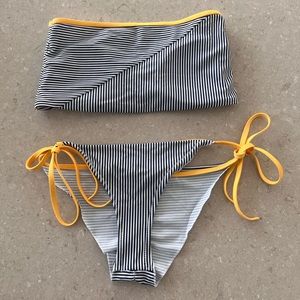 NWOT Striped Bandeau Bikini (Top: S Bottom: M)